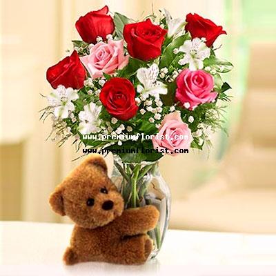 amor bear roses